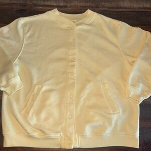 BLAIR Iconic Fleece Jacket  PETITE Large  Sunny Yellow Snap With Pockets